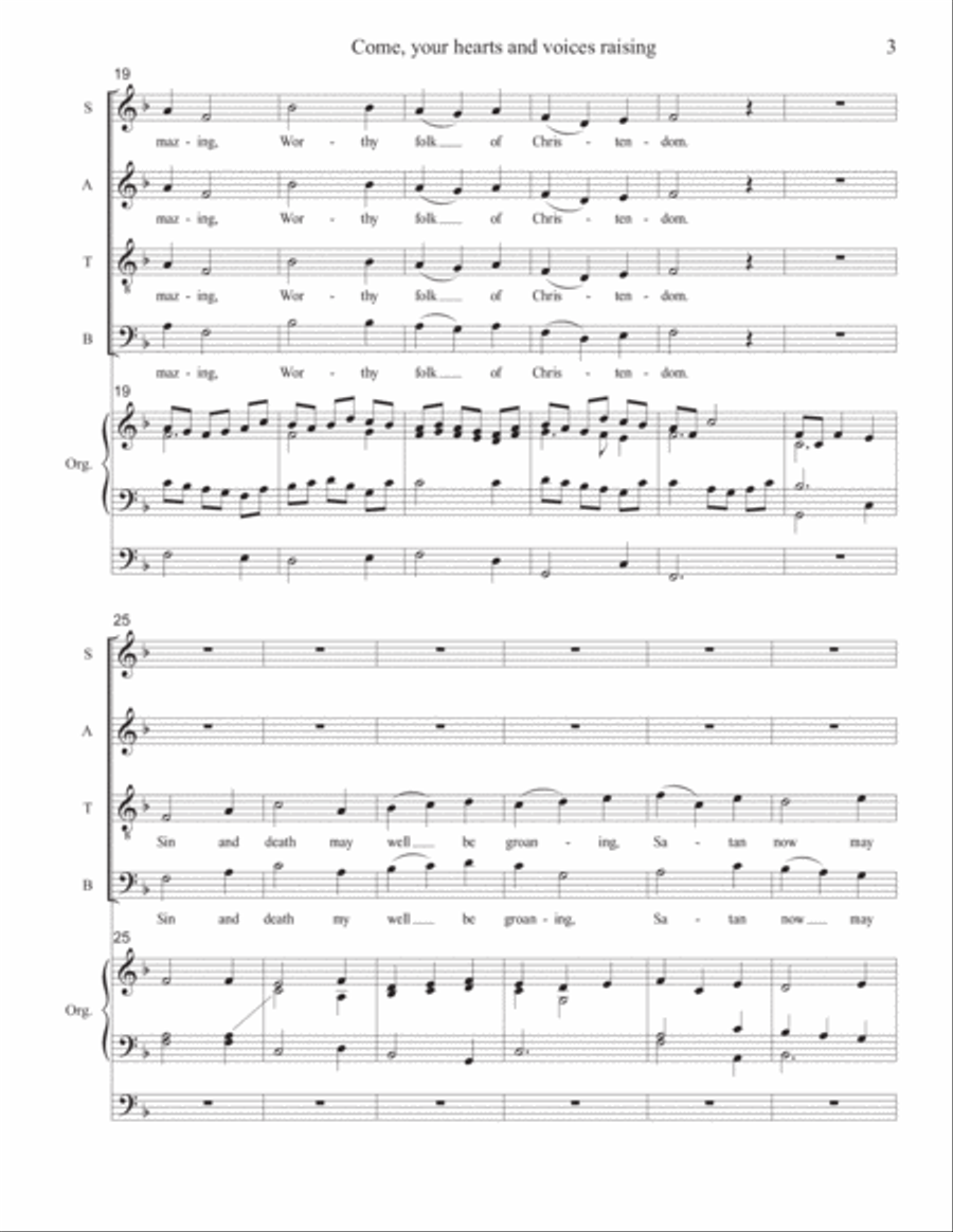 Come, your hearts and voices raising 4-Part scores gallery preview page 3