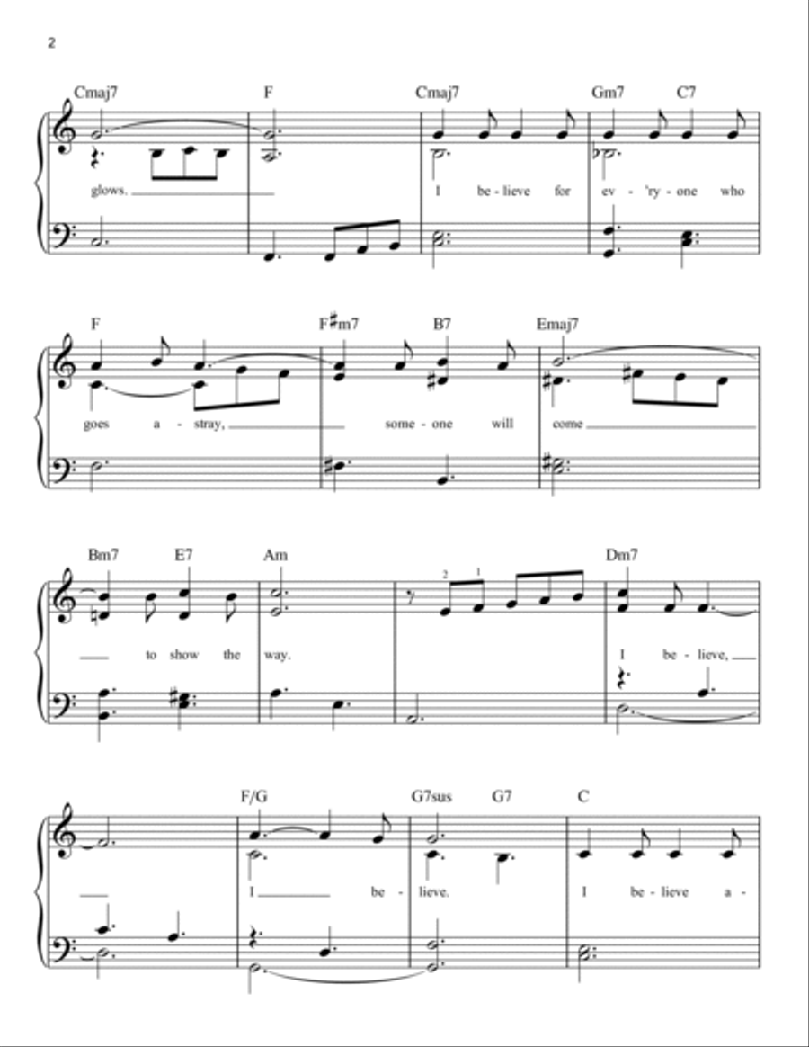 I Believe I Believe Easy Piano scores gallery preview page 2