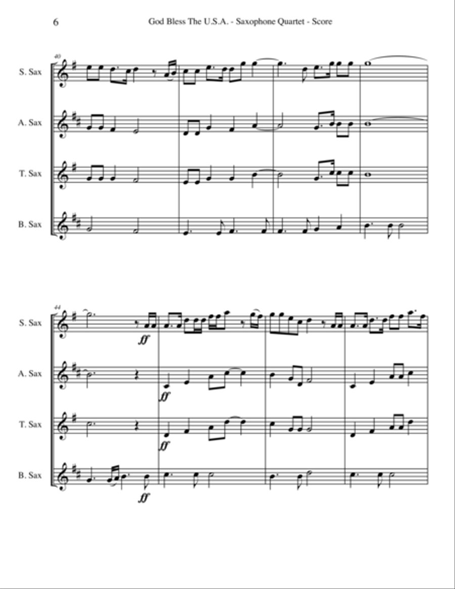 God Bless The U.S.A. God Bless The U.S.A. Woodwind Quartet scores gallery preview page 6