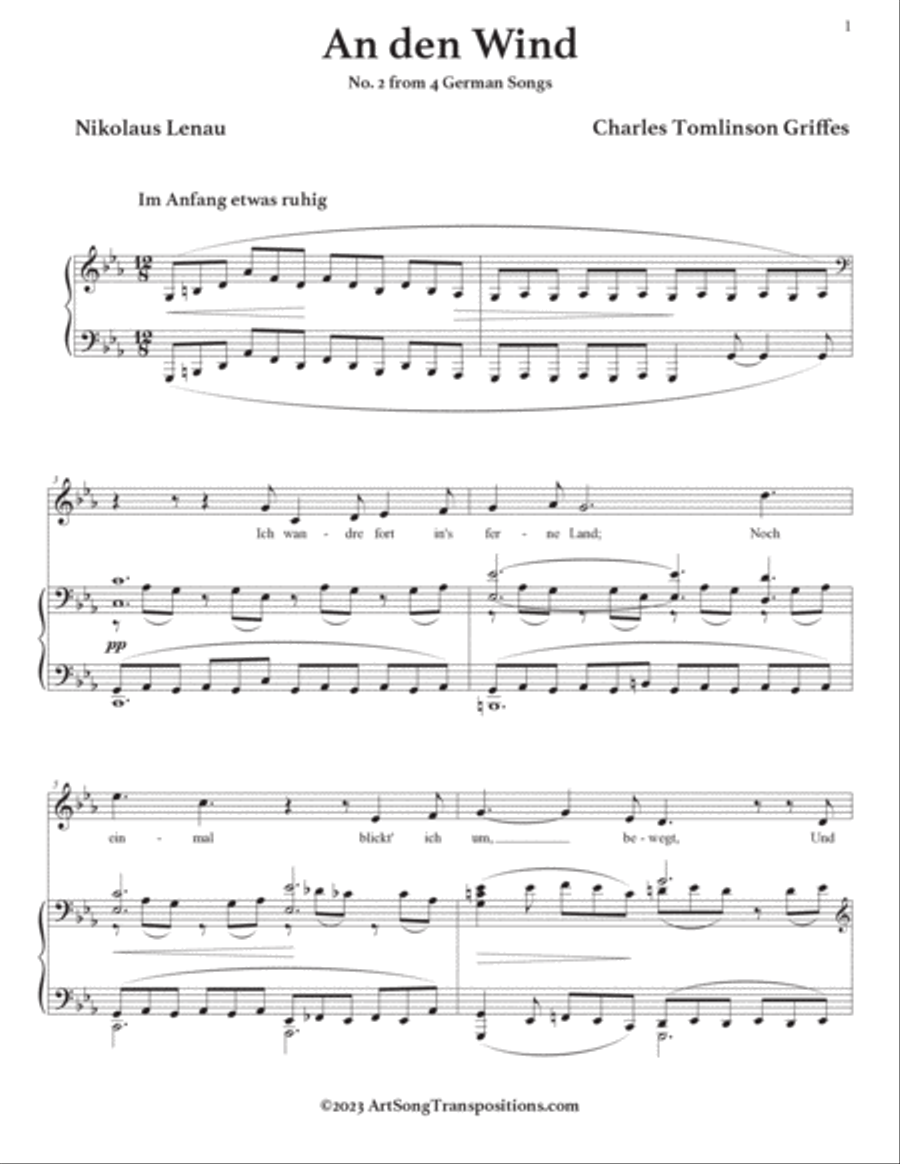 GRIFFES: An den Wind (transposed to C minor) Voice scores gallery preview page 2