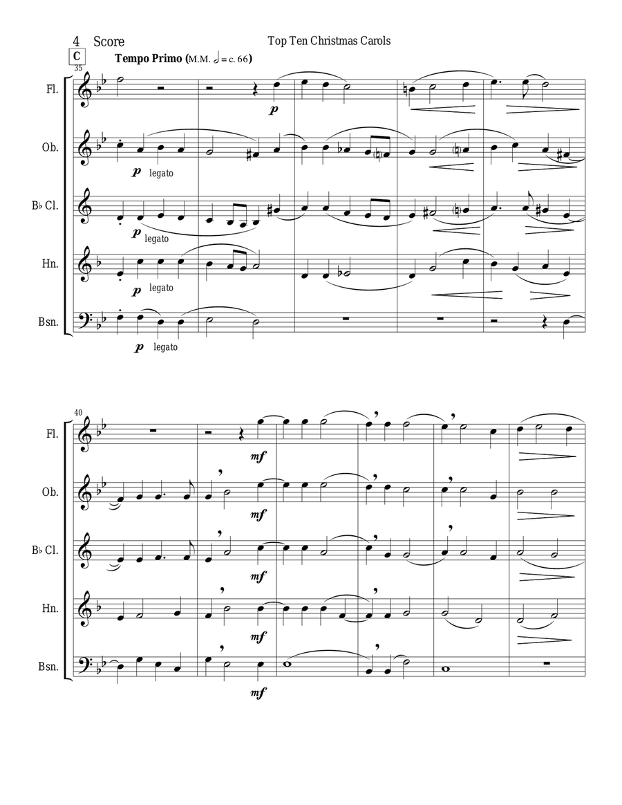 O Magnum Mysterium by Gabrieli for Woodwind Quintet Woodwind Quintet scores gallery preview page 4