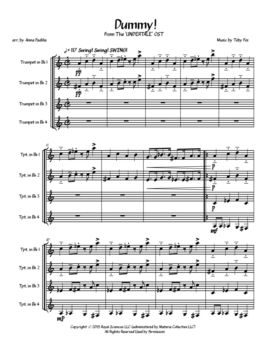 Dummy! Dummy! Brass Quartet scores gallery preview page 1