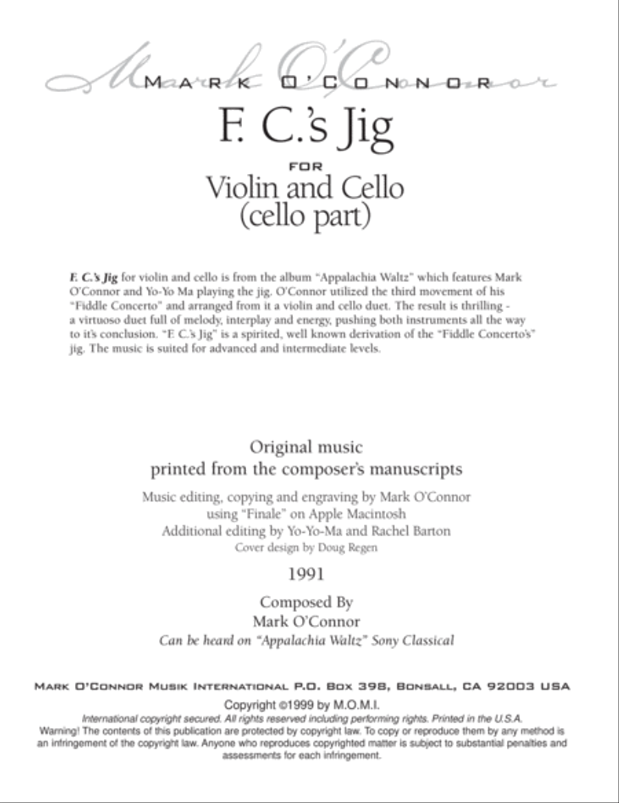 F. C.'s Jig (cello part - vln, cel) String Duet scores gallery preview page 3