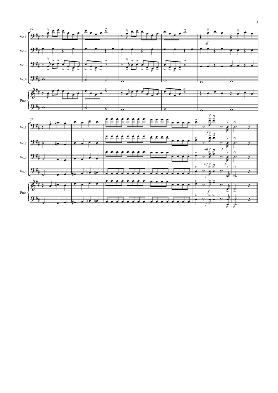 1812 Overture for Cello Quartet Cello Solo scores gallery preview page 3