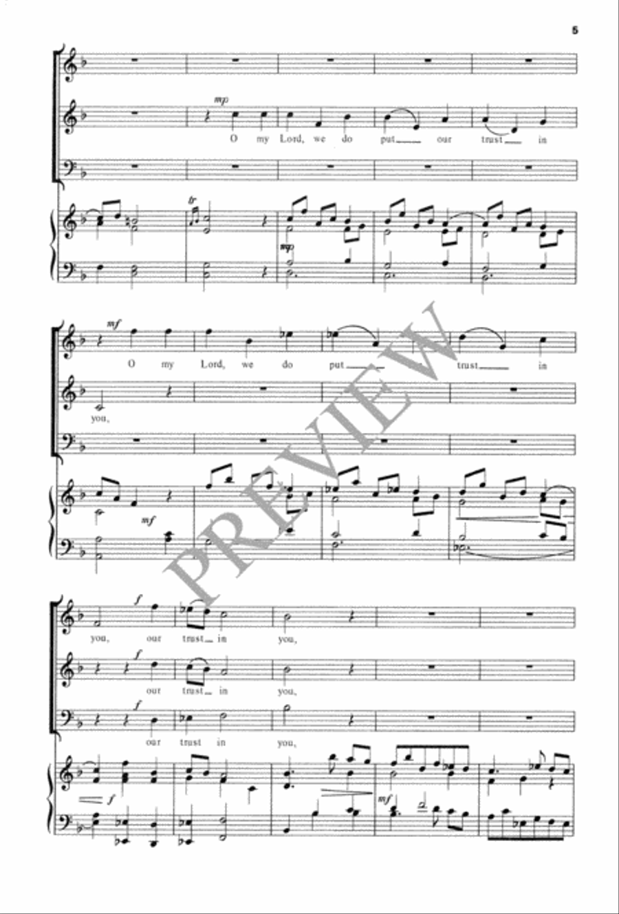 O My Lord, We Do Put Our Trust in You 3-Part scores gallery preview page 6