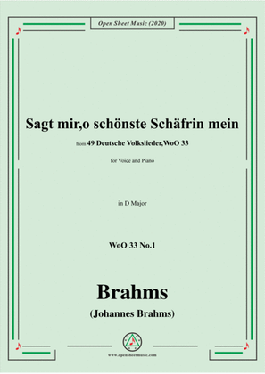 Book cover for Brahms-Sagt mir,o schönste Schäfrin mein,WoO 33 No.1,in D Major