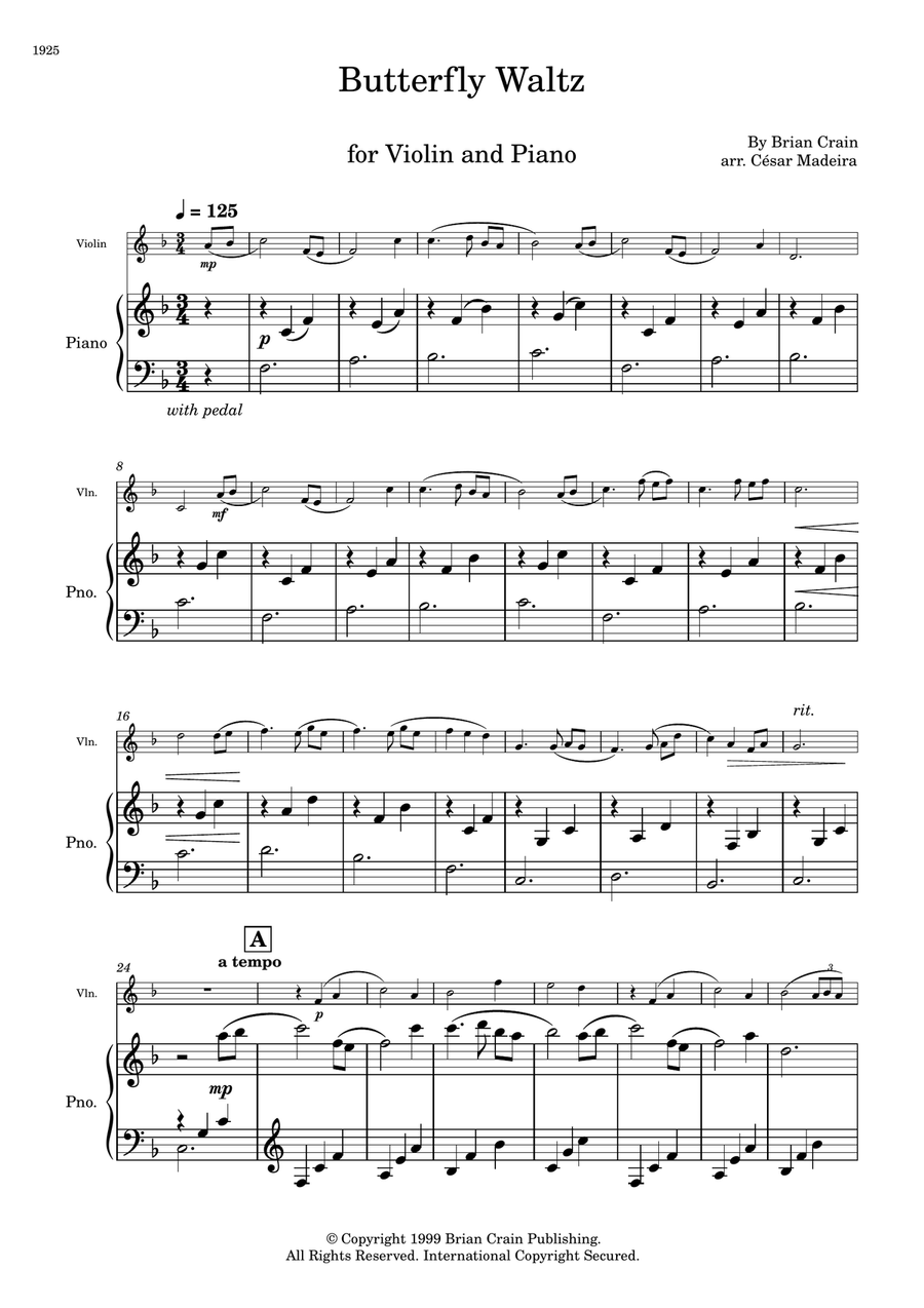 Butterfly Waltz Violin Solo scores gallery preview page 2