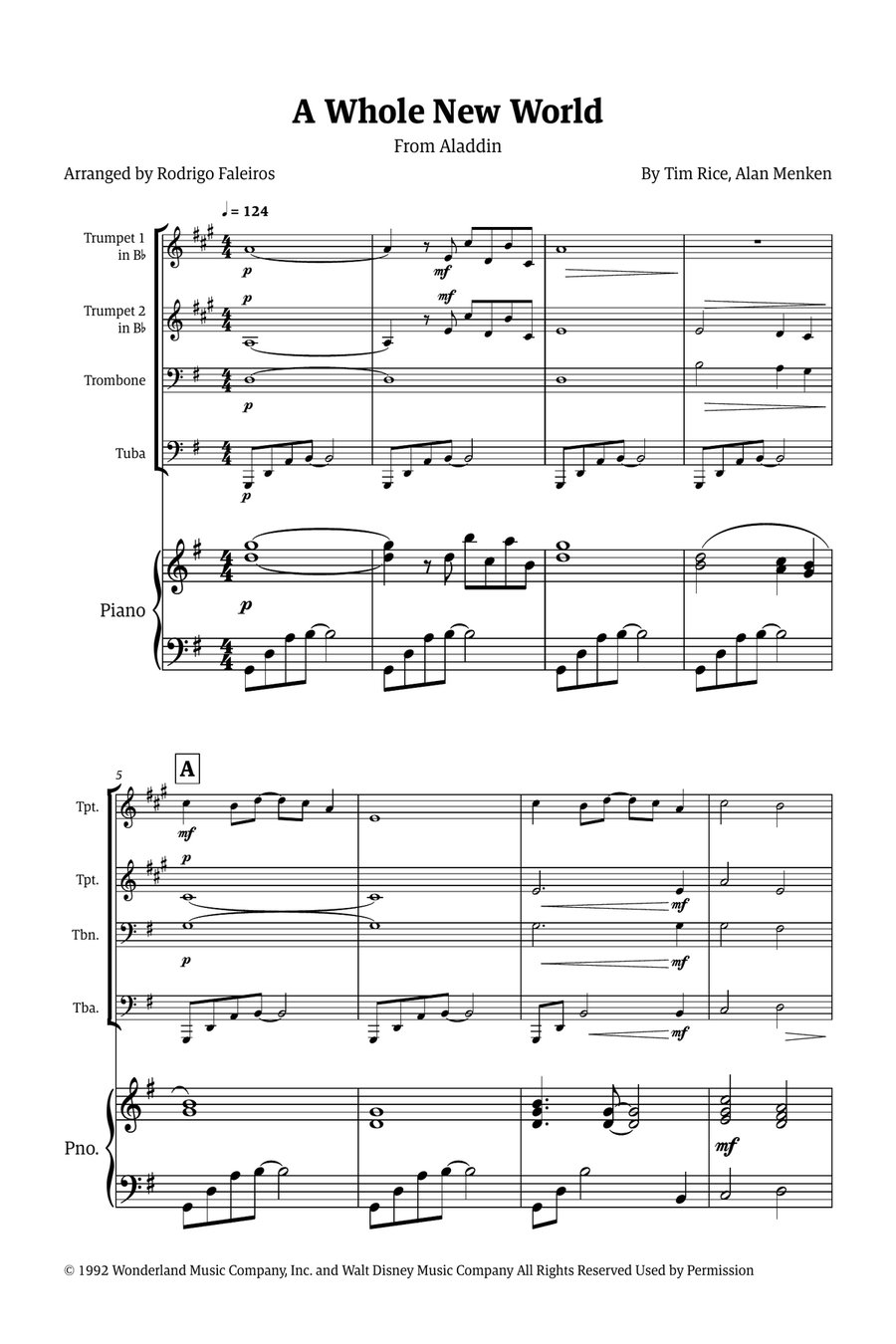 A Whole New World Small Ensemble scores gallery preview page 1