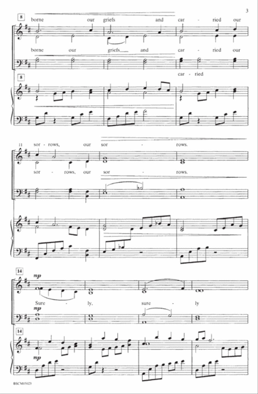 Surely, He Has Borne Our Griefs 4-Part scores gallery preview page 3