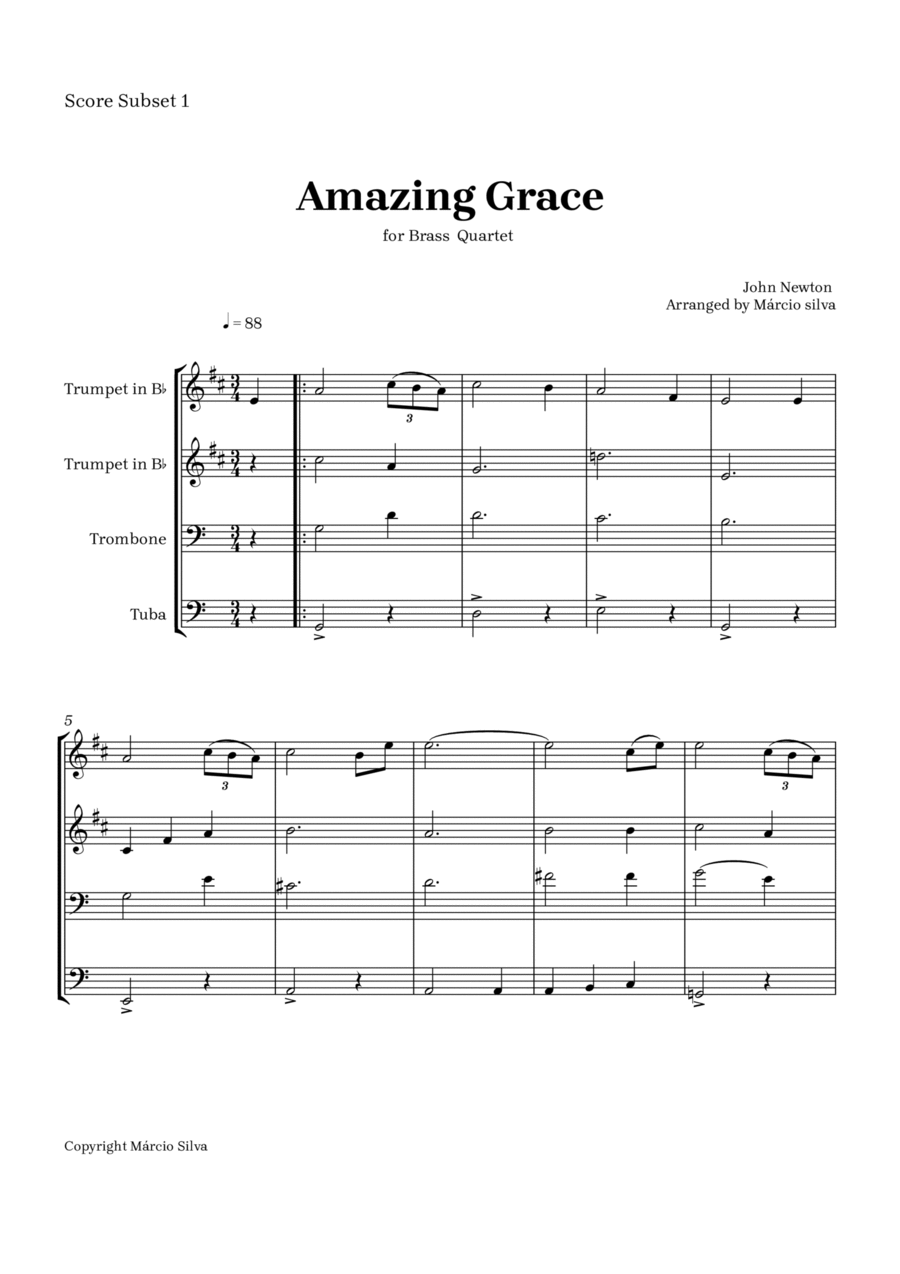 Amazing grace Trombone scores gallery preview page 1