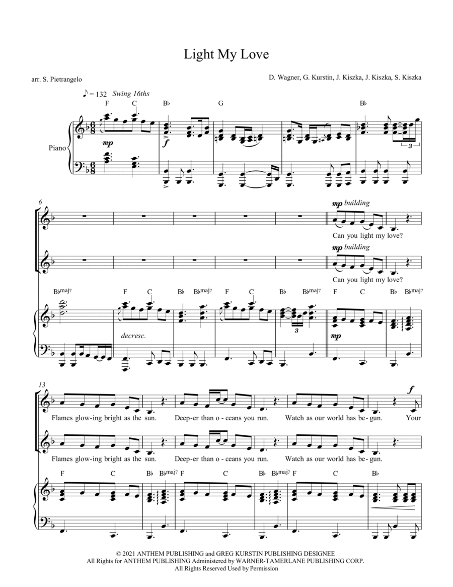 Light My Love Light My Love 4-Part scores gallery preview page 1