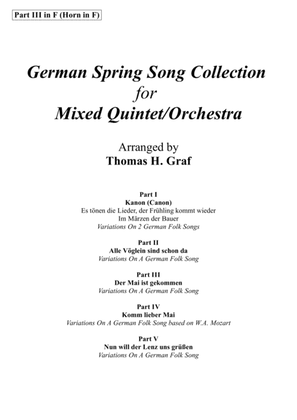 Book cover for German Spring Song Collection - 5 Concert Pieces - Multiplay - Part 3 in F