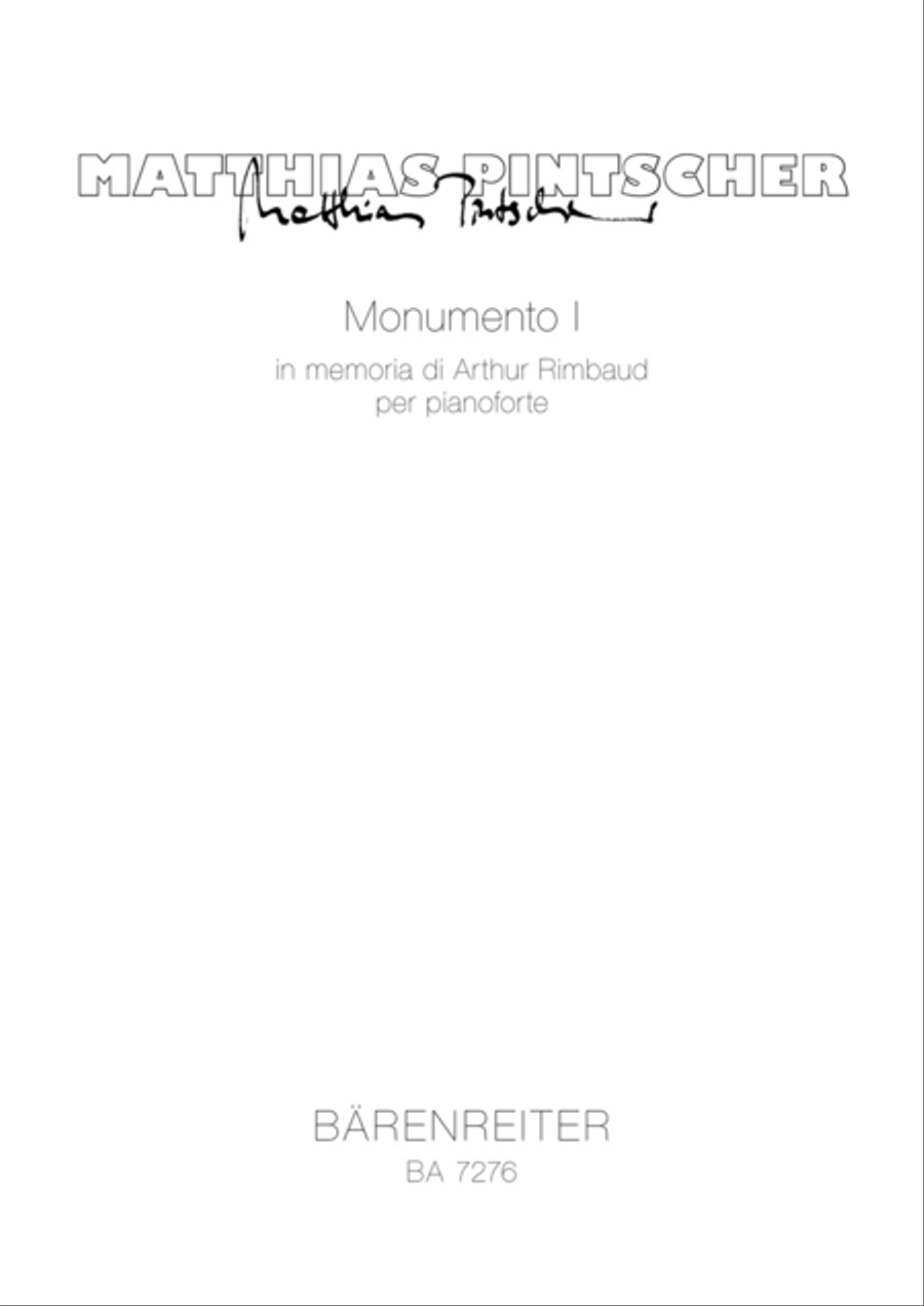 Book cover for Monumento I per pianoforte for Piano