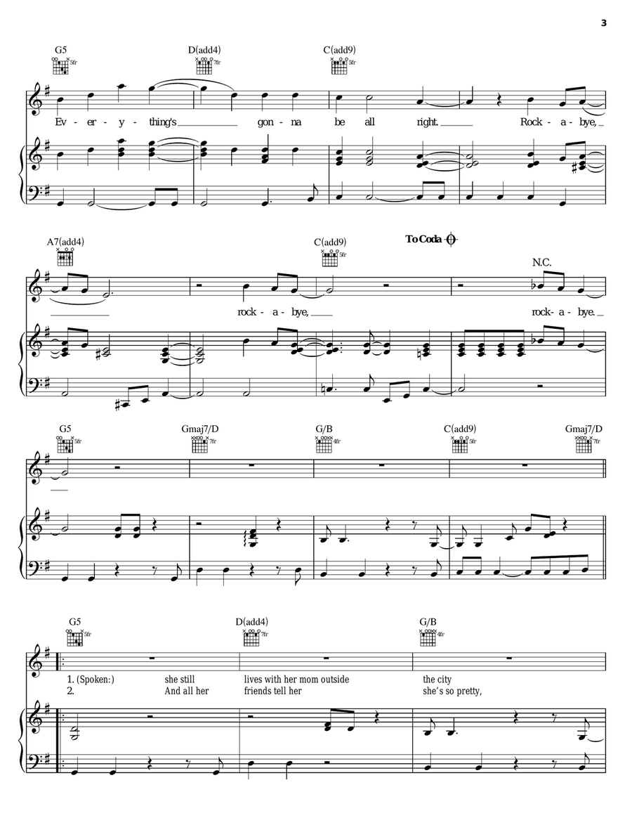 Lullaby Piano, Vocal, Guitar scores gallery preview page 3