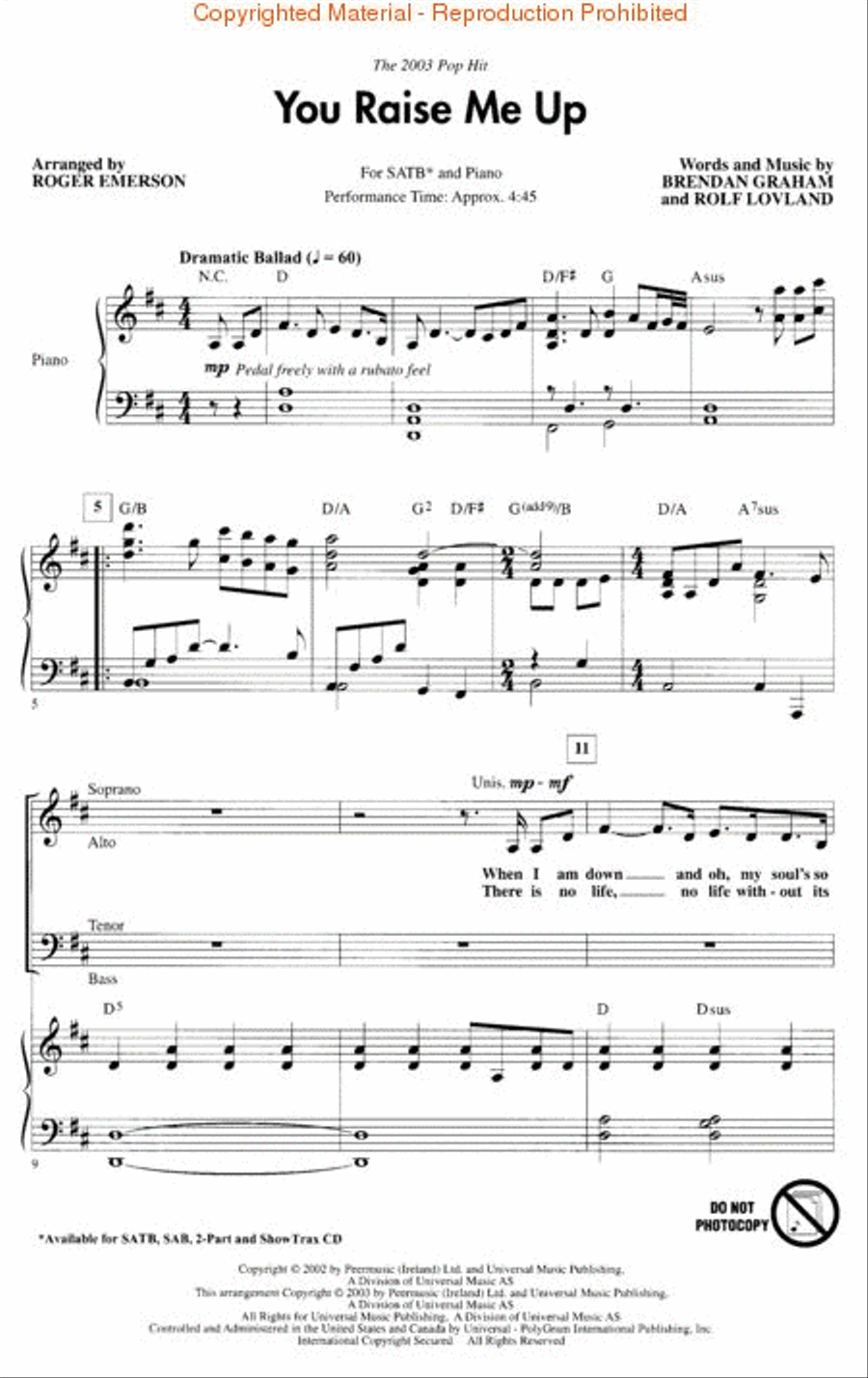 You Raise Me Up 4-Part scores gallery preview page 2