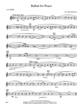 Ballad for Peace: 1st F Horn