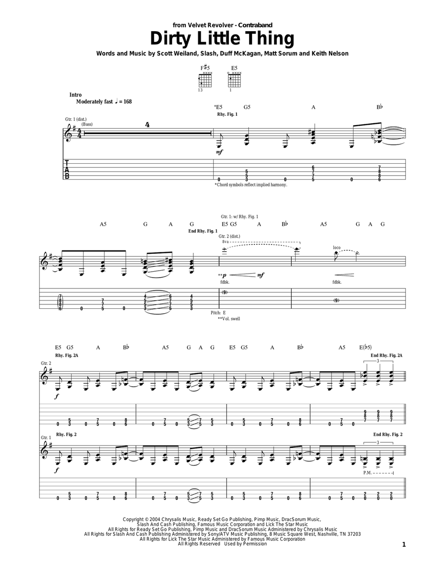 Dirty Little Thing Acoustic Guitar scores gallery preview page 1