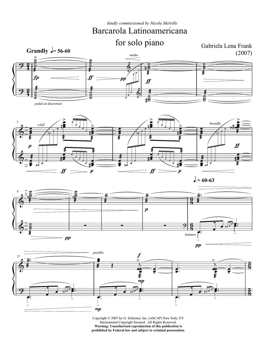 Barcarola Latinoamericana Piano Solo scores gallery preview page 1