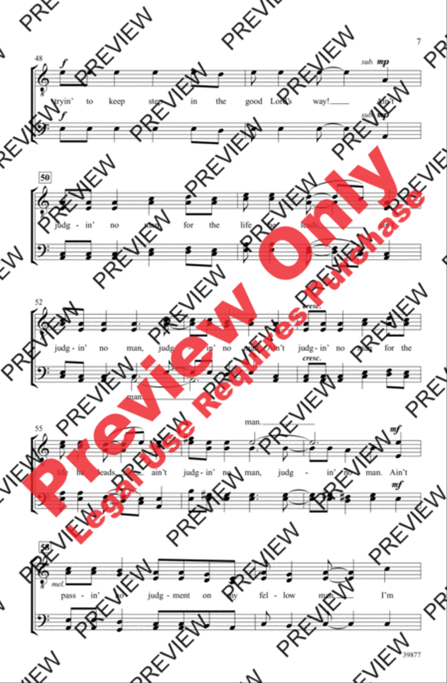 Ain't Judgin' No Man Men's Choir scores gallery preview page 6