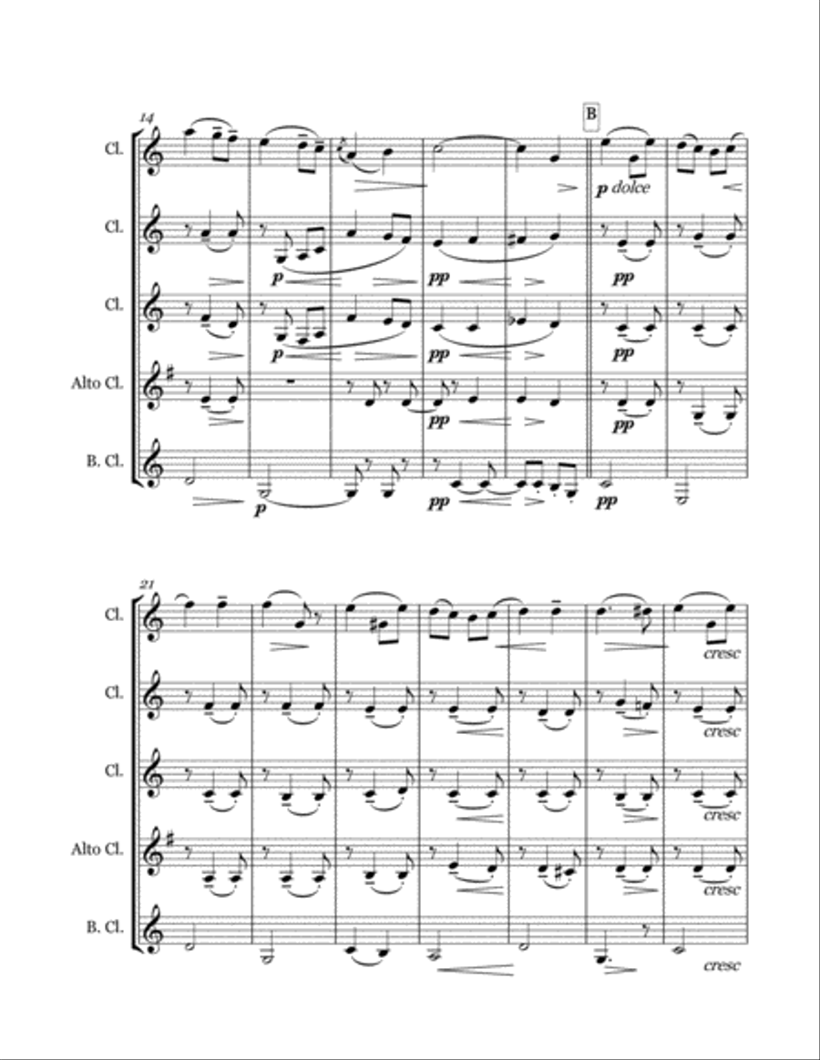 Salut d'Amour for Clarinet Quintet Clarinet Quintet scores gallery preview page 3