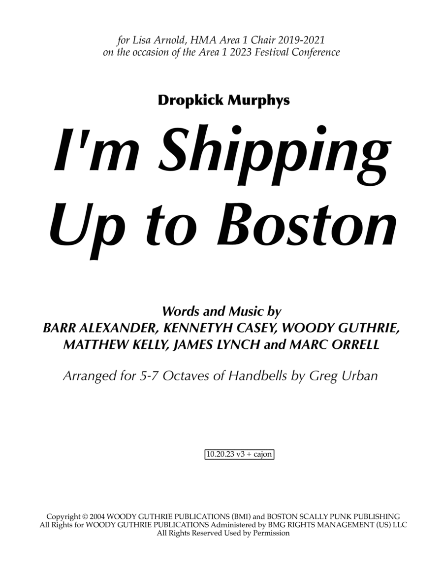 I'm Shipping Up To Boston Handbell Choir scores gallery preview page 1