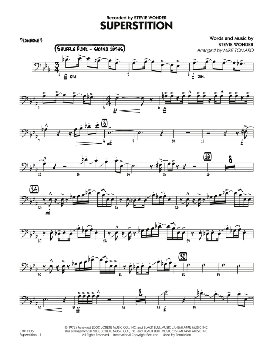 Superstition - Trombone 3 Jazz Ensemble scores gallery preview page 1