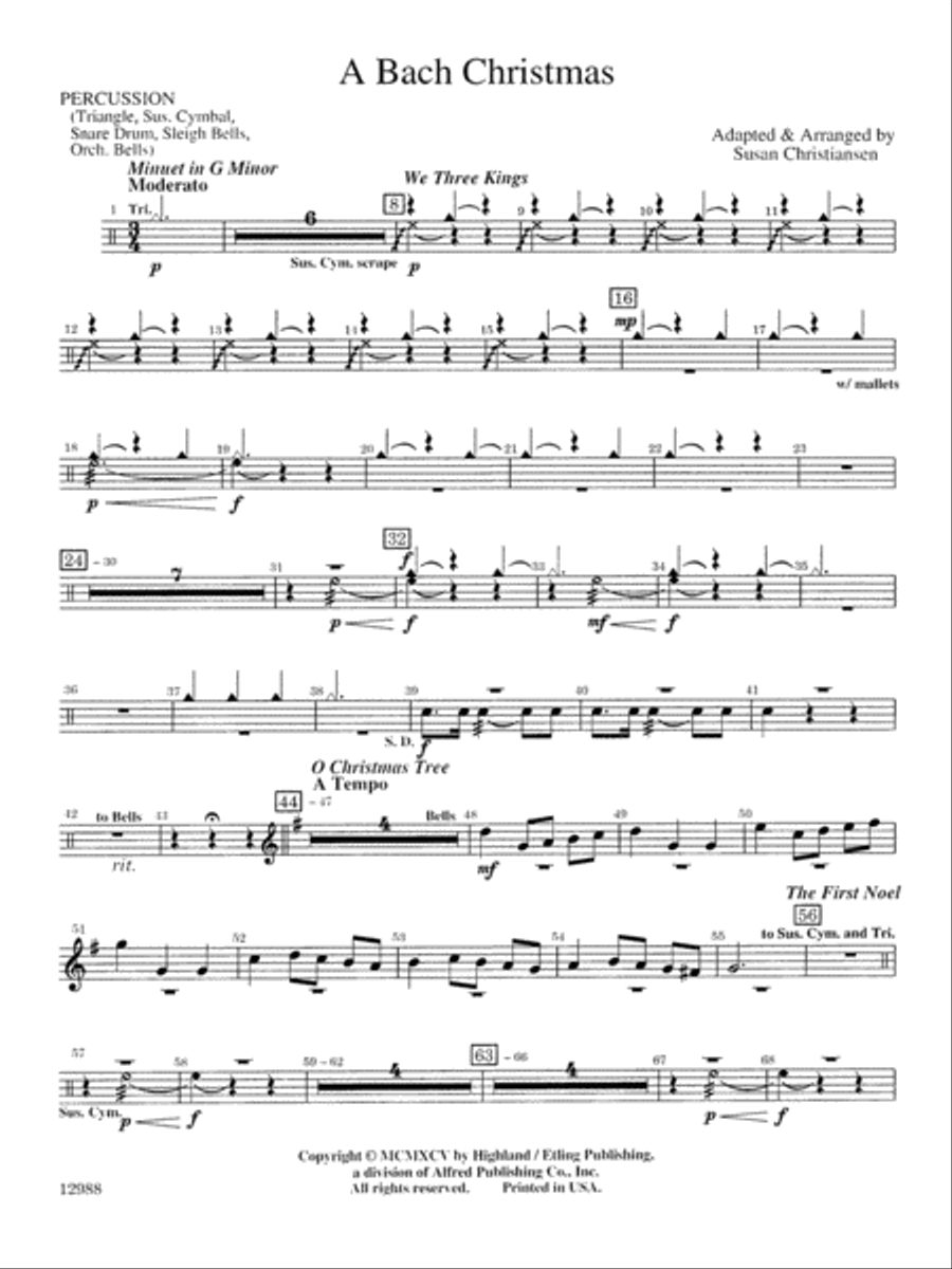 A Bach Christmas: 1st Percussion Full Orchestra scores gallery preview page 1