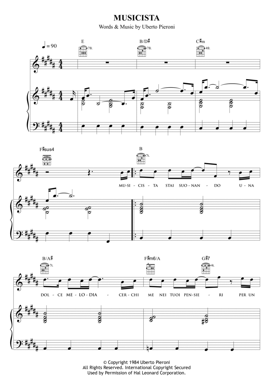 Musicista Musicista Piano, Vocal, Guitar scores gallery preview page 1