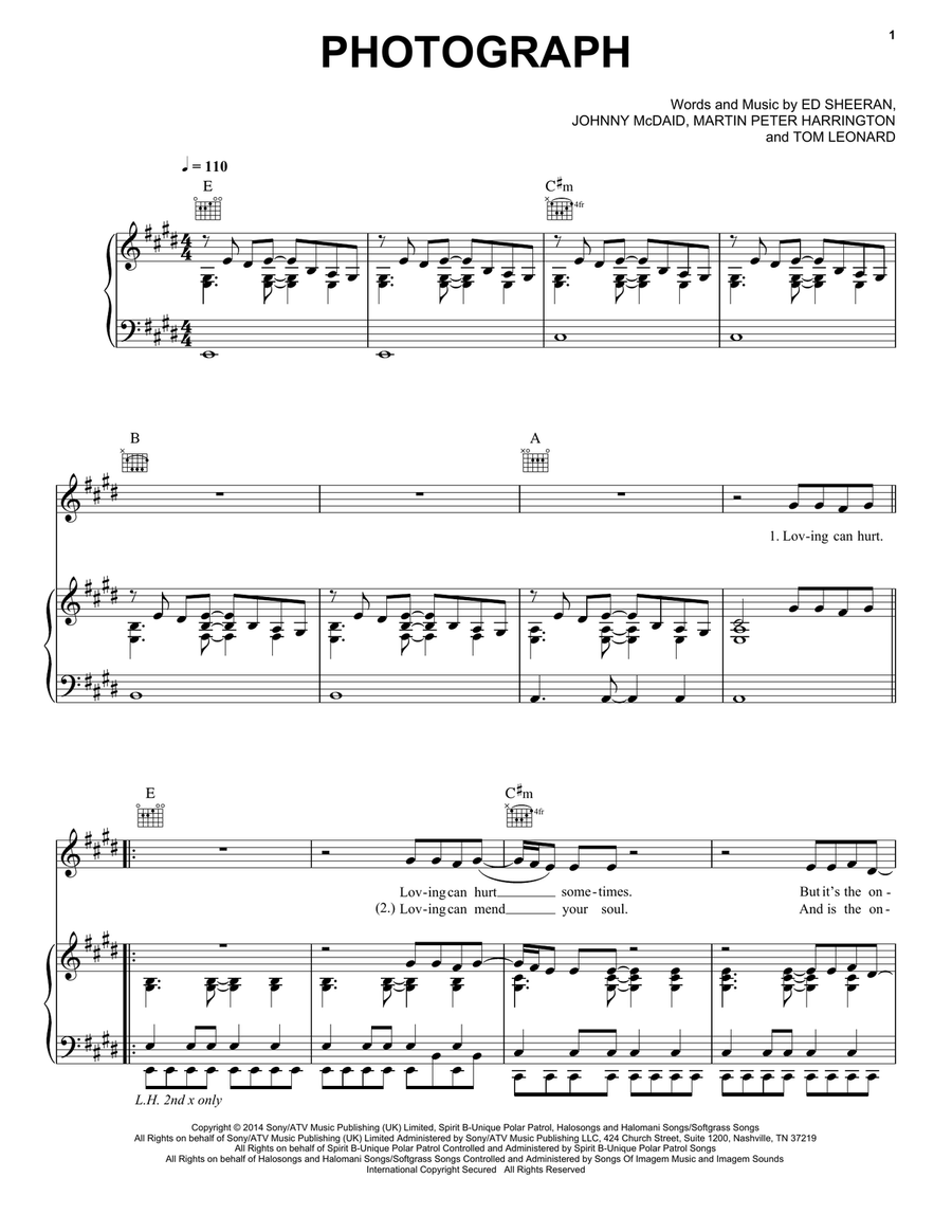 Photograph Acoustic Guitar scores gallery preview page 1