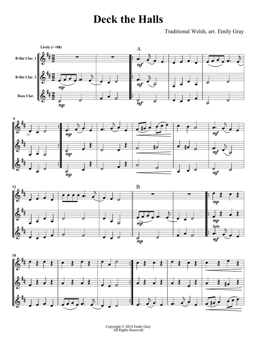 Two B-flats And Bass: Clarinet Trios - The Christmas Volume Clarinet Trio scores gallery preview page 6