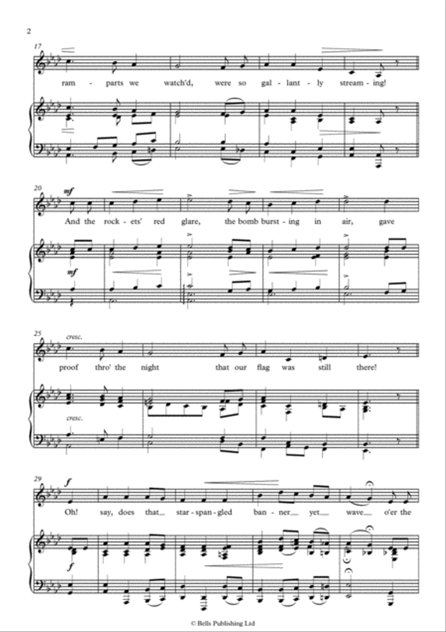 The Star-Spangled Banner (A-flat Major) Voice Solo scores gallery preview page 2