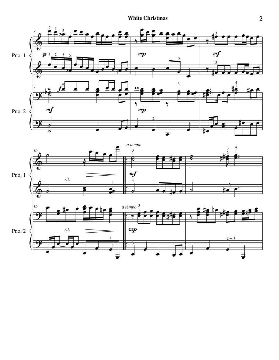 White Christmas 1 Piano, 4-Hands scores gallery preview page 3