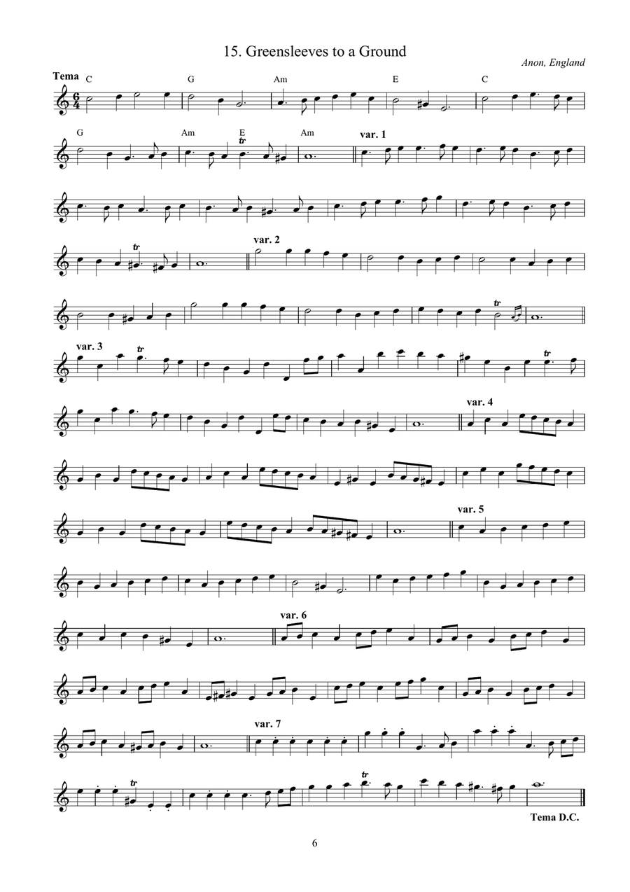 30 Medieval and Renaissance Dance Tunes (+guitar chords) Acoustic Guitar scores gallery preview page 6