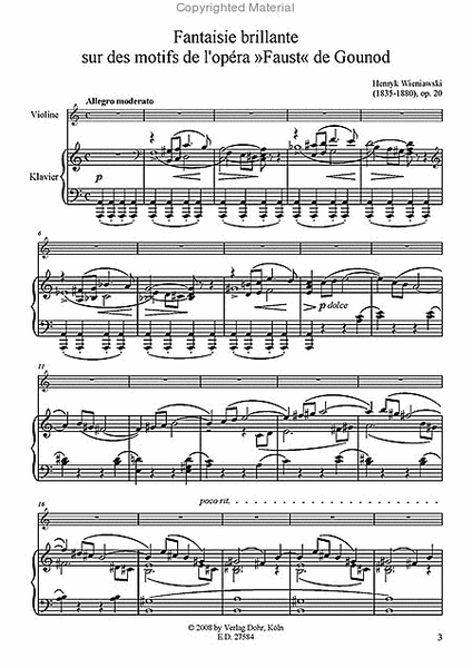 Fantaisie brillante sur des motifs de l'opera "Faust" de Gounod für Violine und Klavier op. 20