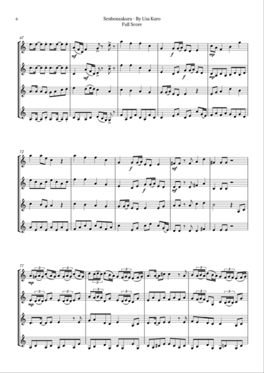 Senbonzakura Brass Quartet scores gallery preview page 6