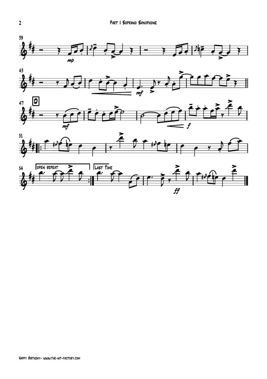 Happy Birthday Saxophone Quartet scores gallery preview page 6