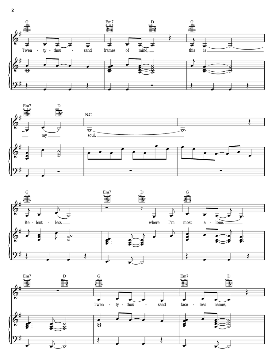 Souls Piano, Vocal, Guitar scores gallery preview page 2