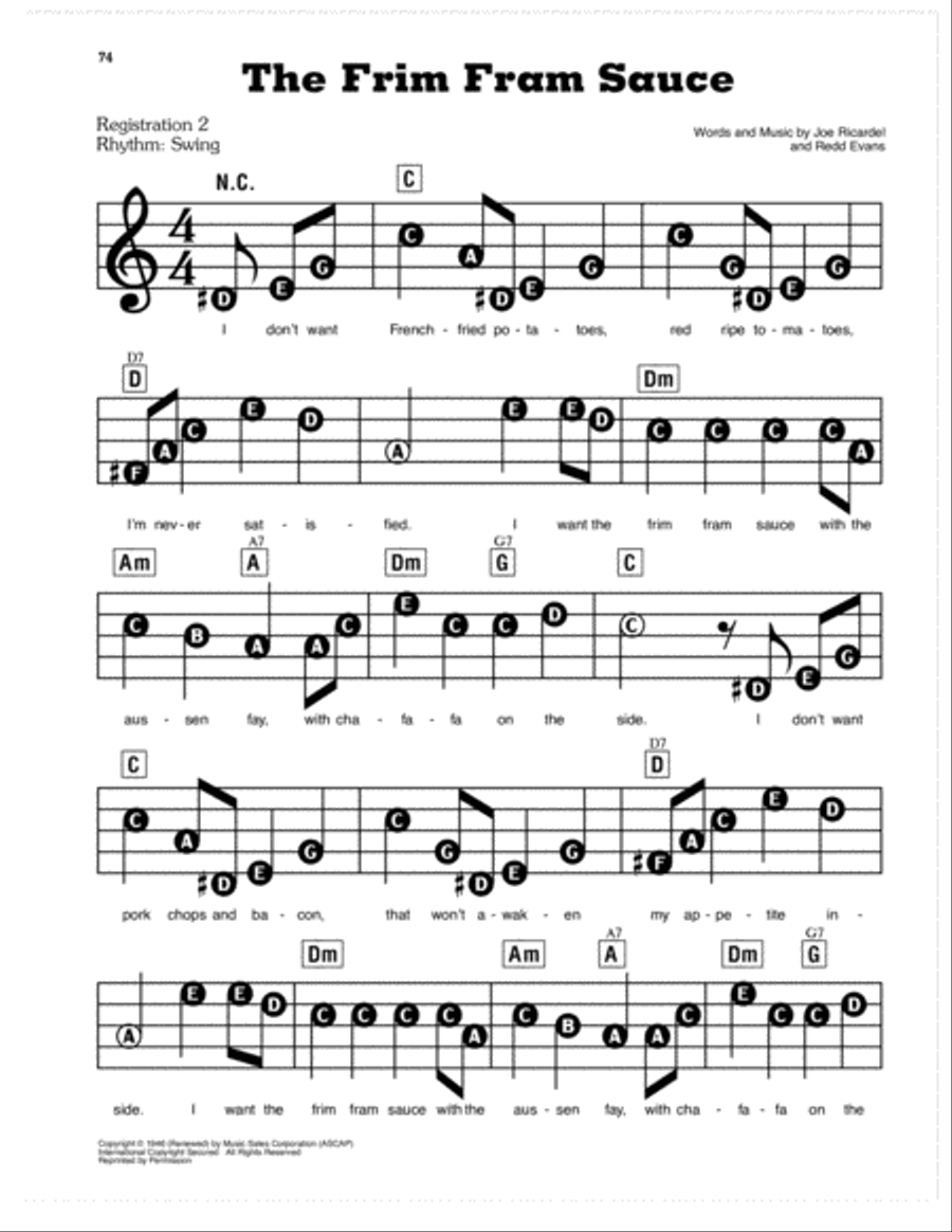 The Frim Fram Sauce Electronic Keyboard scores gallery preview page 1