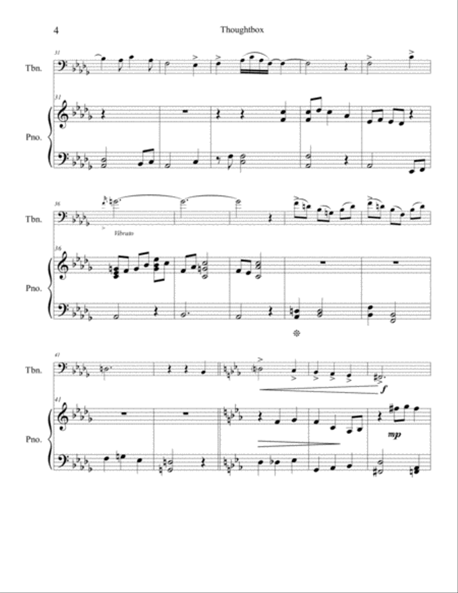 Thought Box for Solo Trombone Piano scores gallery preview page 5