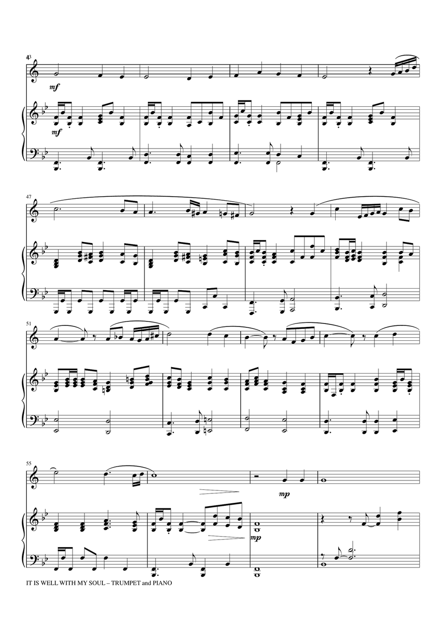 IT IS WELL WITH MY SOUL (Duet - Bb Trumpet and Piano with Trumpet Part) Trumpet Duet scores gallery preview page 4