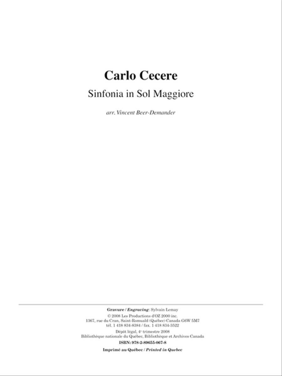 Sinfonia in Sol Maggiore Orchestra scores gallery preview page 1