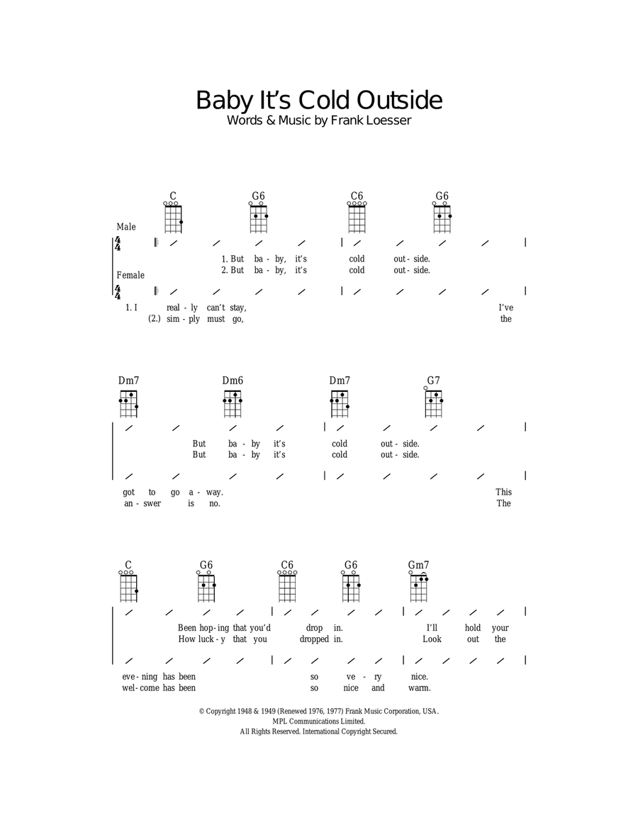 Baby, It's Cold Outside Ukulele scores gallery preview page 1