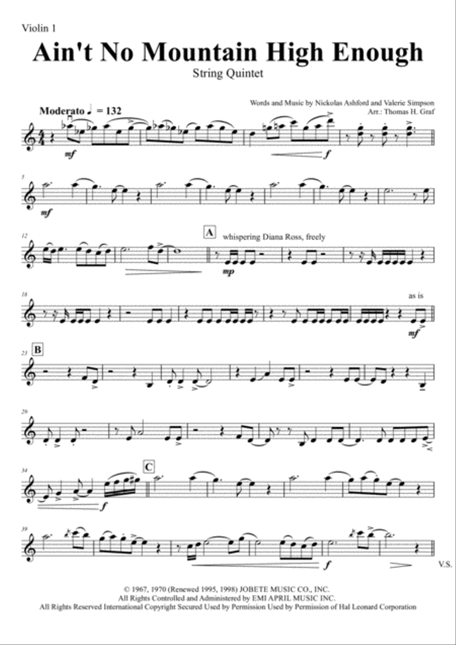 Ain't No Mountain High Enough String Quartet scores gallery preview page 6