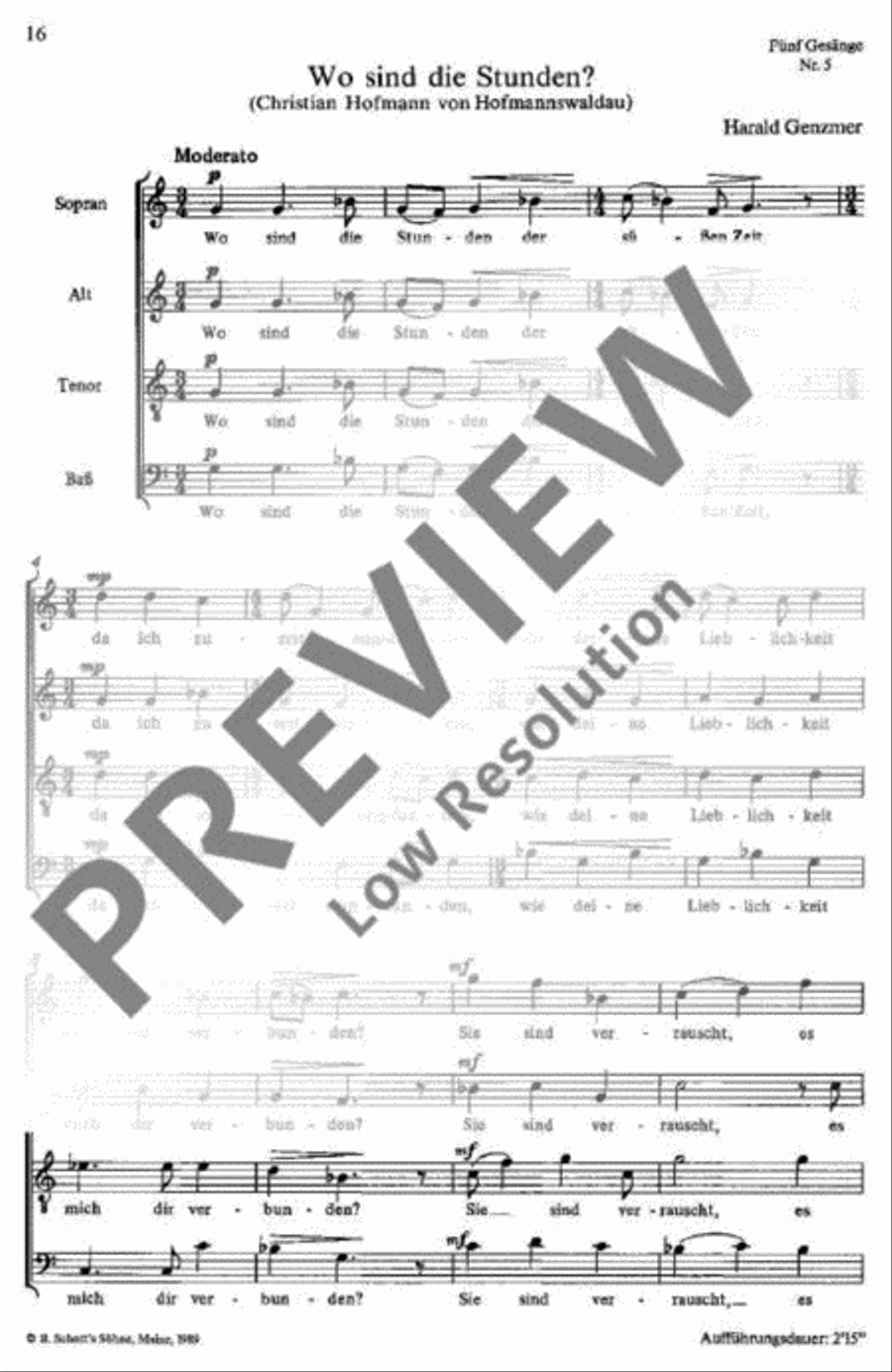 Fünf Gesänge Fünf Gesänge 4-Part scores gallery preview page 16