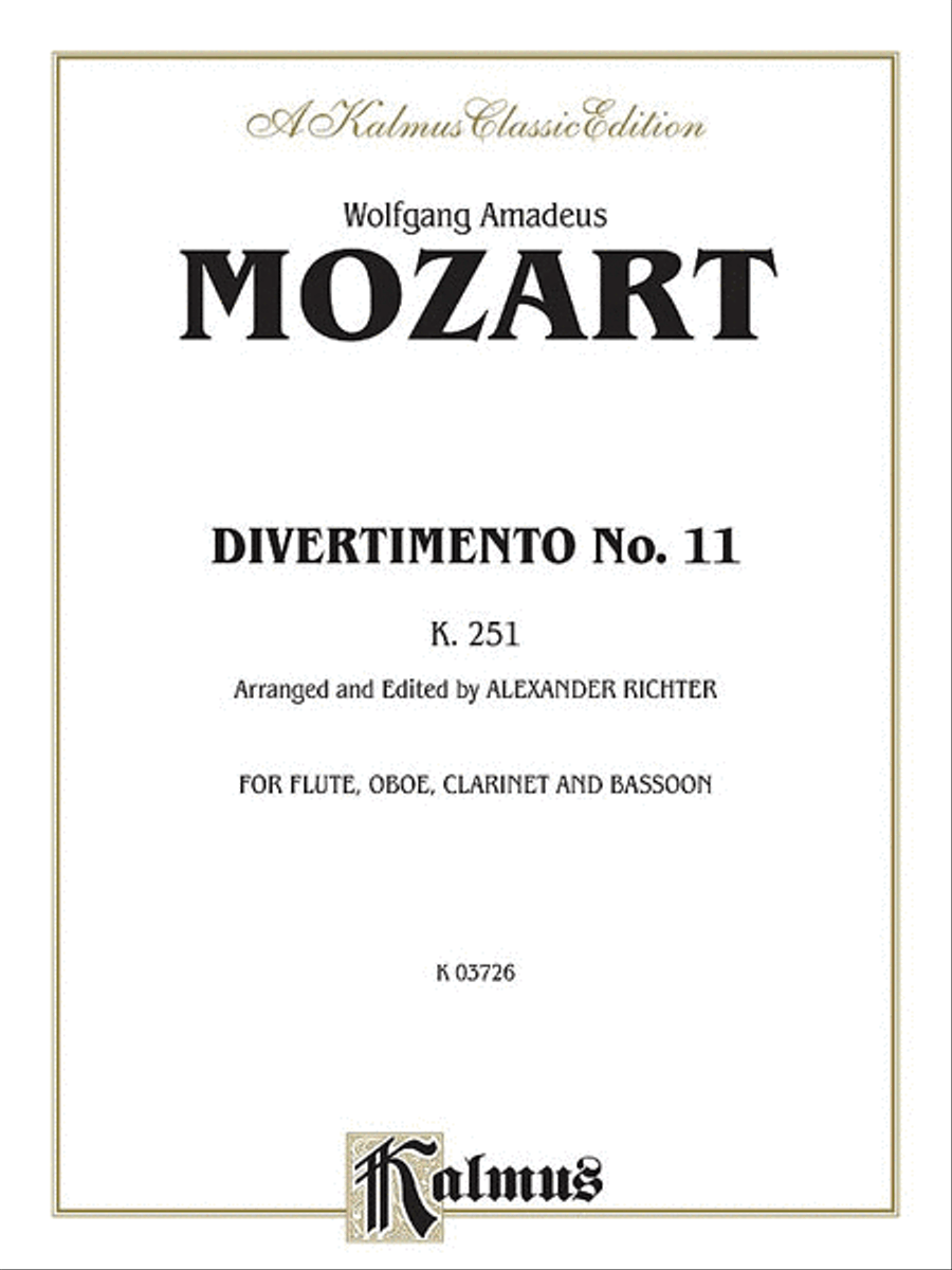 Divertimento No. 11, K. 251 Woodwind Quartet scores gallery preview page 1