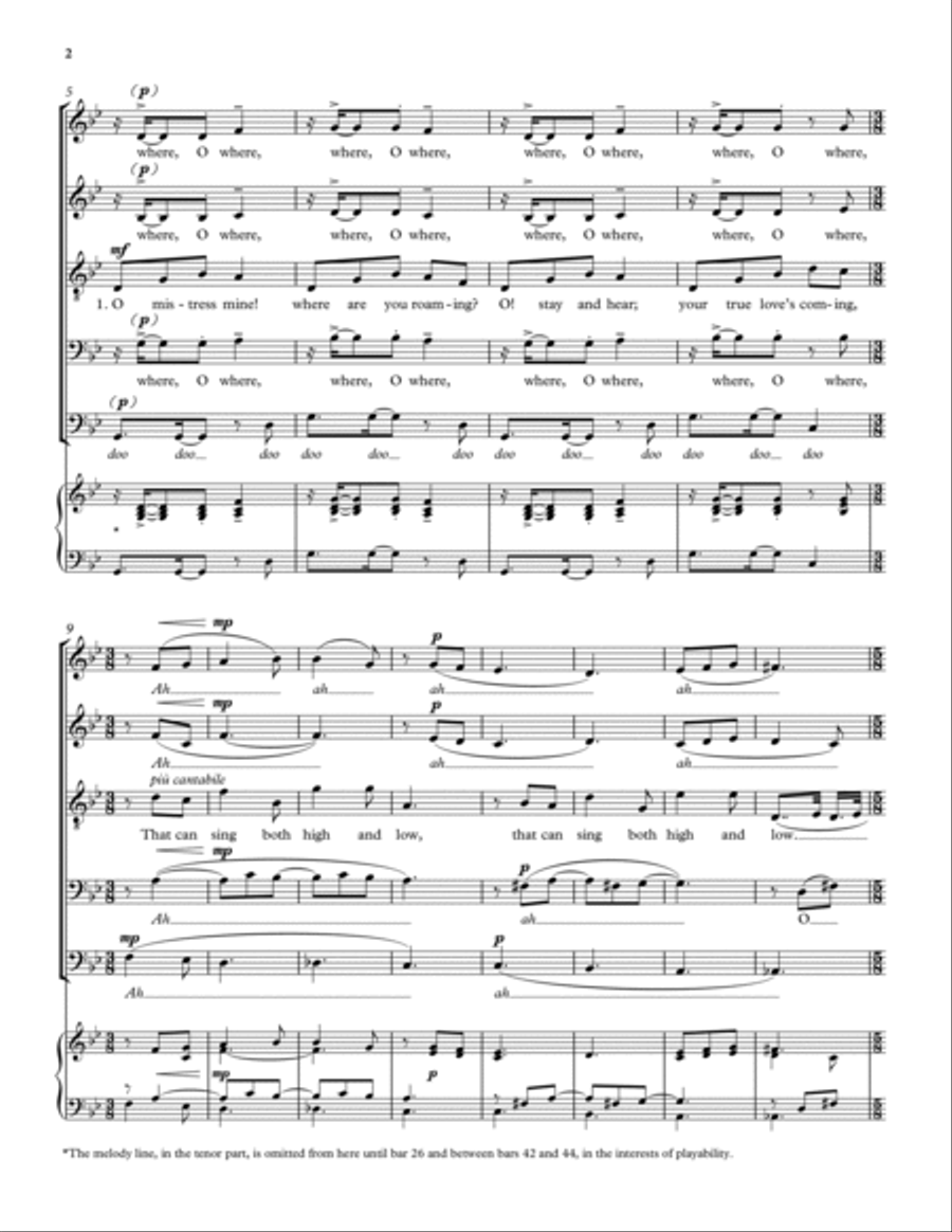 O mistress mine O mistress mine A Cappella scores gallery preview page 2