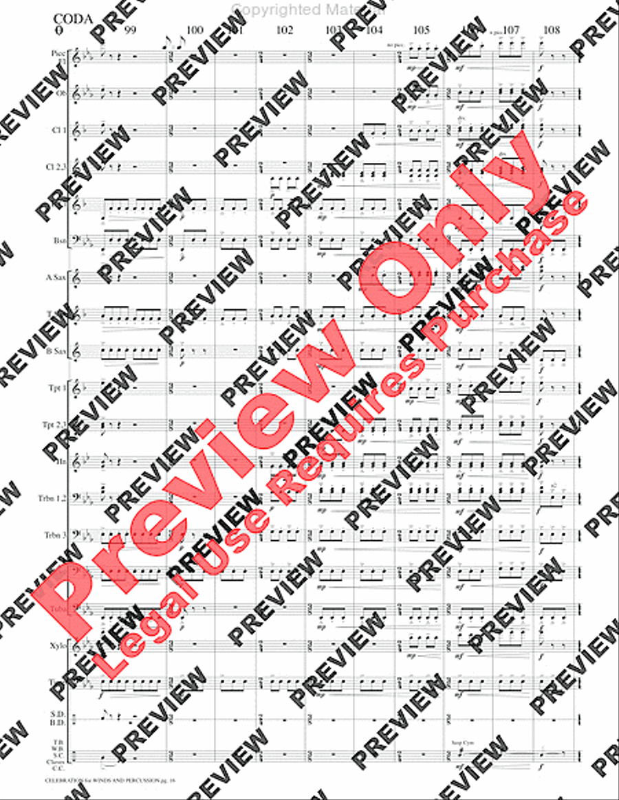 Celebration for Winds and Percussion Concert Band scores gallery preview page 19