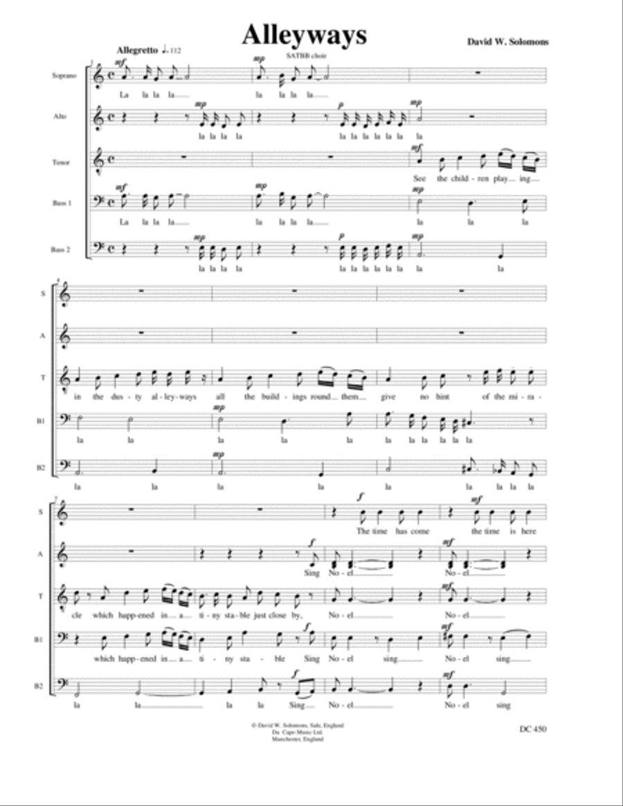 Alleyways (a Christmas song for choir) 4-Part scores gallery preview page 2