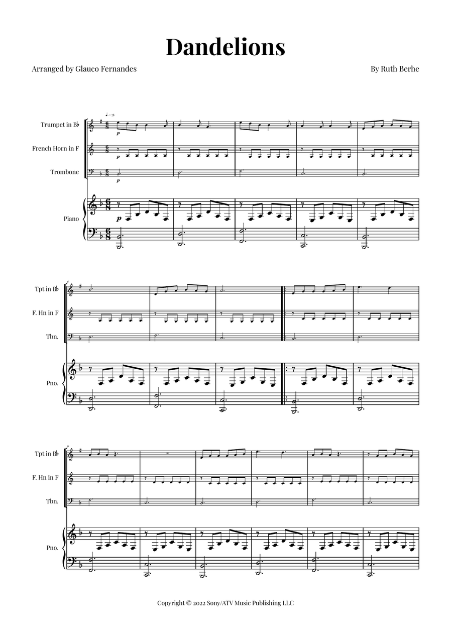 Dandelions Brass Ensemble scores gallery preview page 1