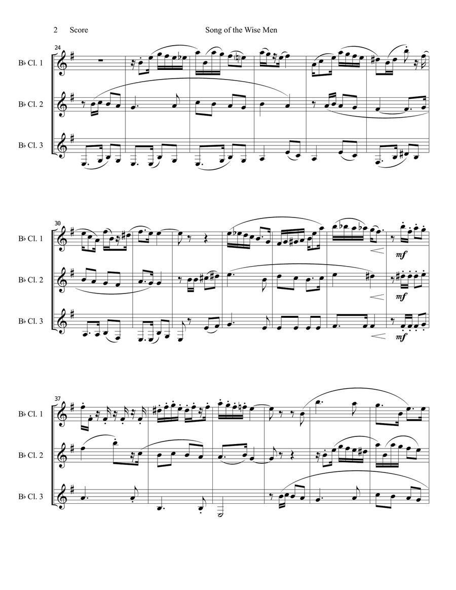 Song of the Wise Men - clarinet trio Song of the Wise Men - clarinet trio Clarinet Trio scores gallery preview page 3